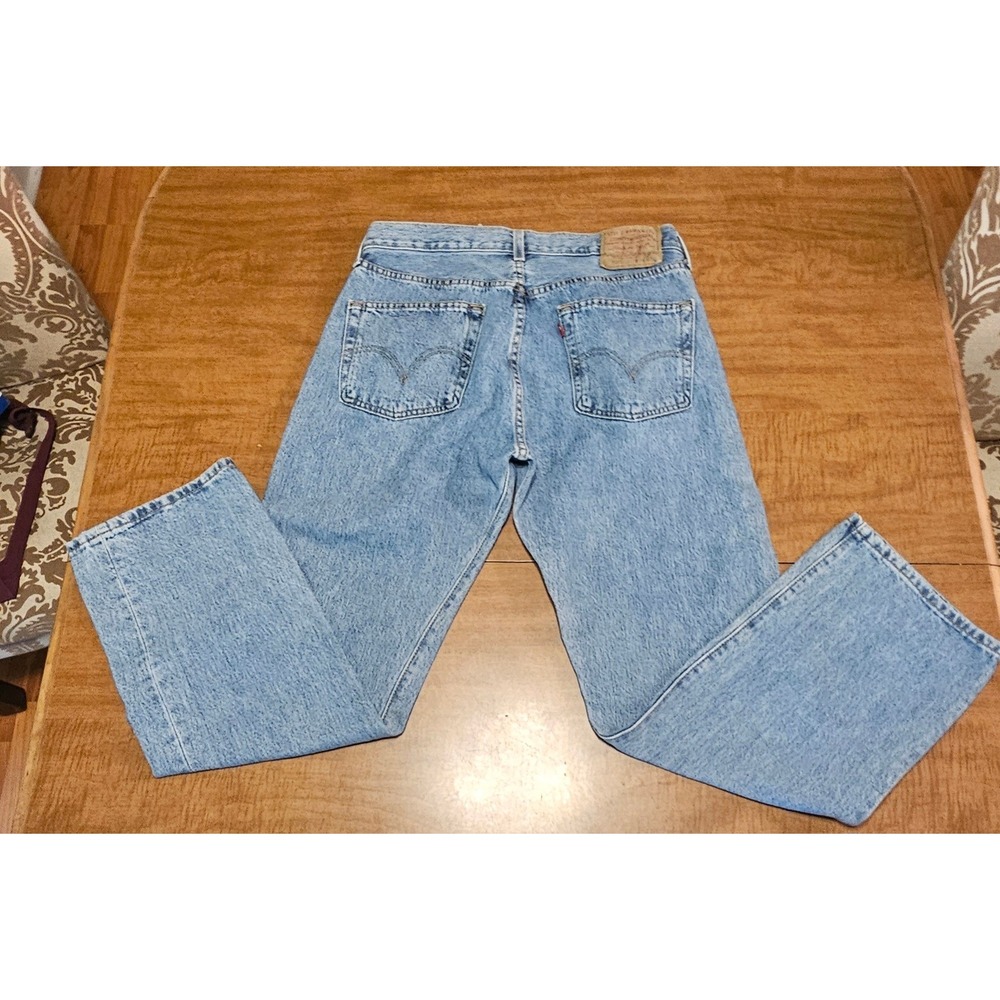 Men's 90s Y2K Levi 501 Buttonfly Blue Jeans 34x30 WPL423 Light Medium Wash MJ3